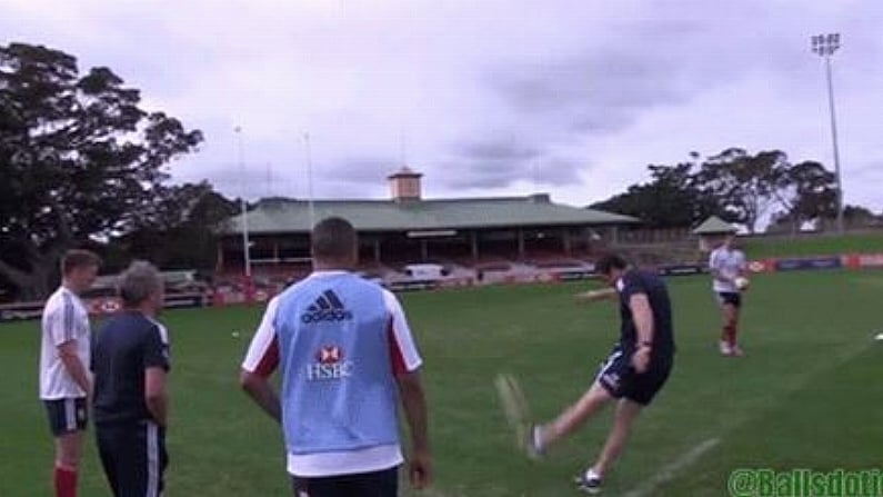 GIF: Lions Coach Andy Farrell Nails Massive Drop Goal In Training