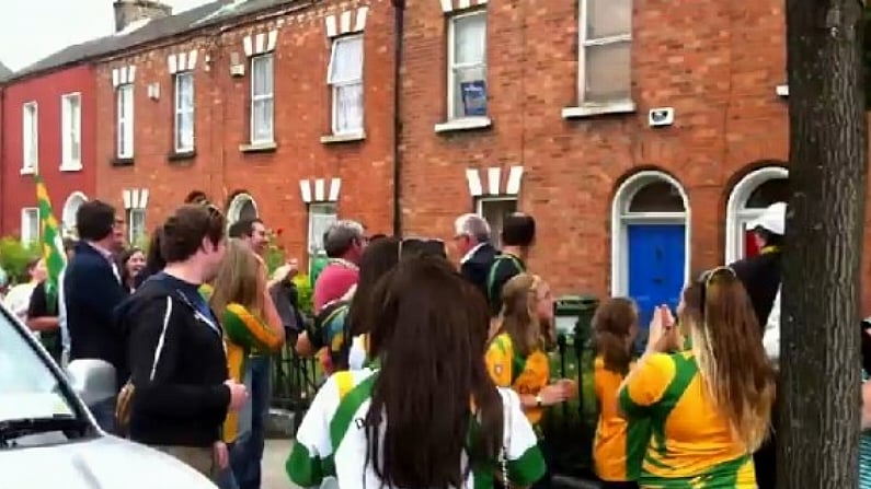 Video: Pat Spillane walks past Donegal supporters on Clonliffe Road.