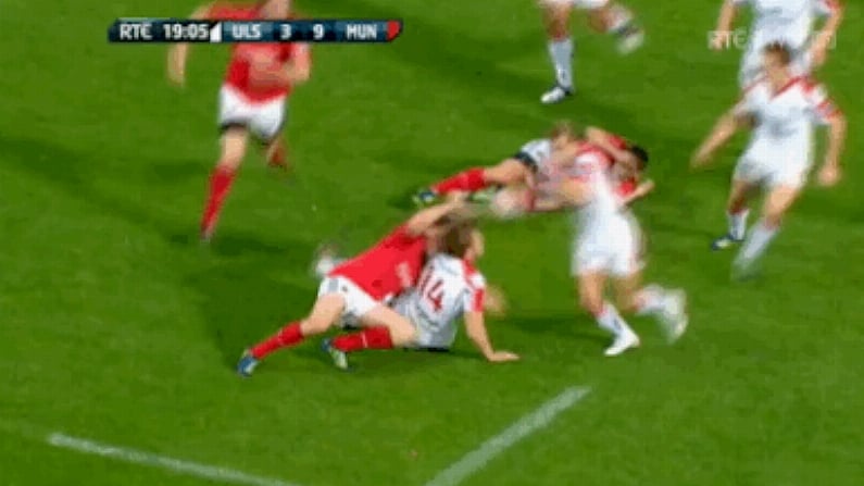 GIF: Ball hits Paul Marshall in the head with the line a-begging.