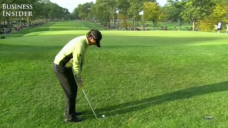 GIF: Rory McIlroy's brilliant chip in on the 4th hole.