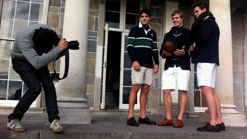 Conor Murray, Andrew Trimble and Jonathan Sexton rocking the retro, retro look.