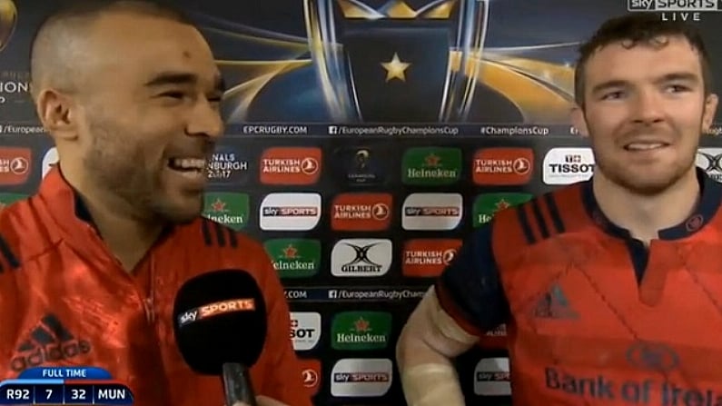 Watch: Simon Zebo Cries Foul At CJ Stander's Gazillionth Man Of The Match Award