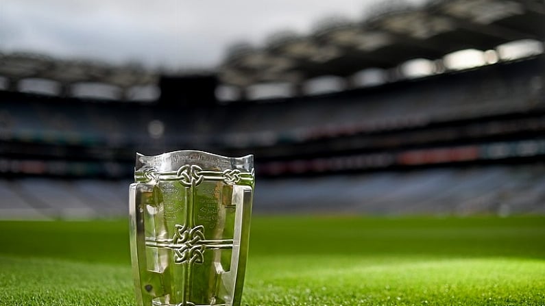 4 September 2015; A general view of the Liam MacCarthy cup in Croke Park ahead of Sunday's 2015 GAA Hurling All-Ireland Senior Championship Final between Kilkenny and Galway. 2015 GAA Hurling All-Ireland Senior Championship Final Preview, Croke Park, Dublin. Picture credit: Paul Mohan / SPORTSFILE