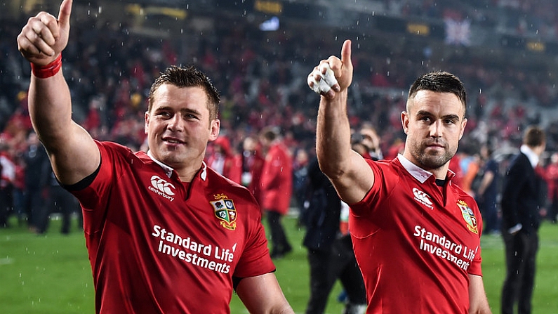 8 July 2017; Conor Murray, right, and CJ Stander of the British & Irish Lions following the Third Test match between New Zealand All Blacks and the British & Irish Lions at Eden Park in Auckland, New Zealand. Photo by Stephen McCarthy/Sportsfile