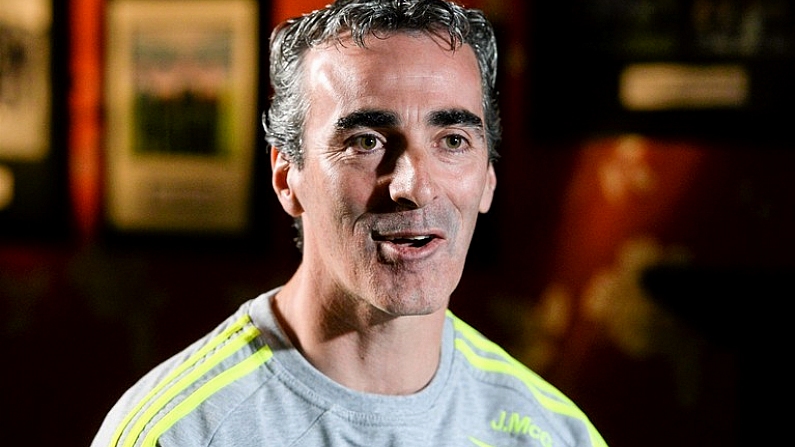 15 September 2014; Donegal manager Jim McGuinness during a squad training and press day ahead of the All-Ireland Senior Football Final. MacCumhaill Park, Ballybofey, Co. Donegal. Picture credit: Oliver McVeigh / SPORTSFILE