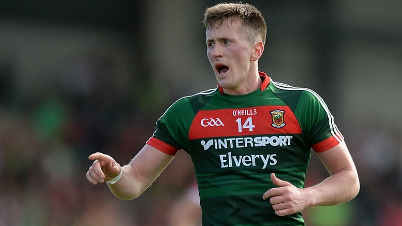 22 July 2017; Cillian O'Connor of Mayo during the GAA Football All-Ireland Senior Championship Round 4A match between Cork and Mayo at Gaelic Grounds in Co. Limerick. Photo by Piaras O Midheach/Sportsfile