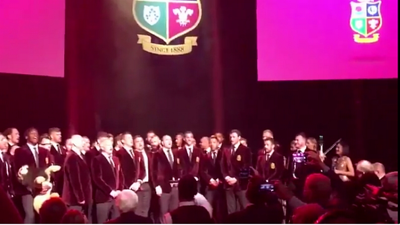 Watch: Entire Lions Squad Belts Out Fields Of Athenry At Farwell Dinner