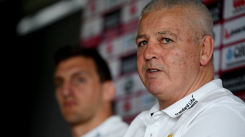 1 June 2017; British and Irish Lions head coach Warren Gatland and Sam Warburton during a press conference at the QBE Stadium in Auckland, New Zealand. Photo by Stephen McCarthy/Sportsfile