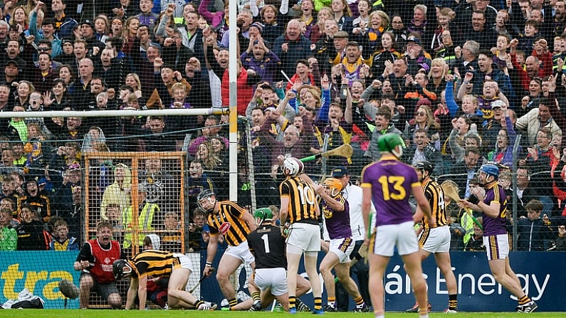 10 June 2017; Wexford players and supporters celebrate after David Redmond of Wexford scored his side's first goal during the Leinster GAA Hurling Senior Championship Semi-Final match between Wexford and Kilkenny at Wexford Park in Wexford. Photo by Daire Brennan/Sportsfile