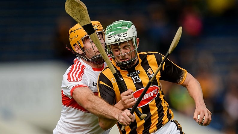 19 August 2017; Shane Walsh of Kilkenny in action against Paddy Turner of Derry during the Bord Gais Energy GAA Hurling All-Ireland U21 Championship Semi-Final match between Kilkenny and Derry at Semple Stadium in Tipperary. Photo by Piaras O Midheach/Sportsfile