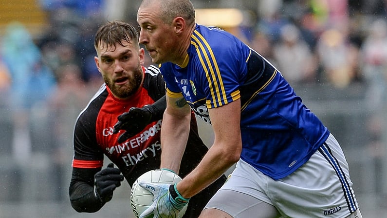 20 August 2017; Kieran Donaghy of Kerry in action against Aidan O'Shea of Mayo during the GAA Football All-Ireland Senior Championship Semi-Final match between Kerry and Mayo at Croke Park in Dublin. Photo by Piaras O Midheach/Sportsfile