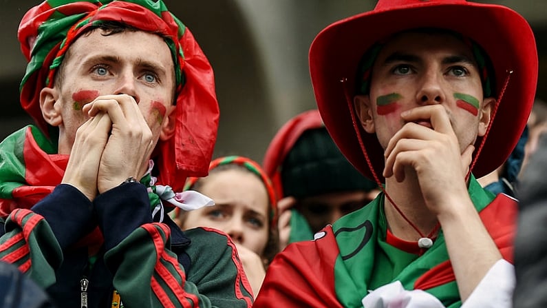 18 September 2016; Mayo supporters on Hill 16 during the GAA Football All-Ireland Senior Championship Final match between Dublin and Mayo at Croke Park in Dublin. Photo by Cody Glenn/Sportsfile