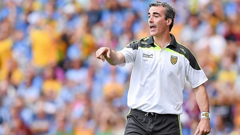 31 August 2014; Donegal manager Jim McGuinness. GAA Football All Ireland Senior Championship, Semi-Final, Dublin v Donegal, Croke Park, Dublin. Picture credit: Stephen McCarthy / SPORTSFILE