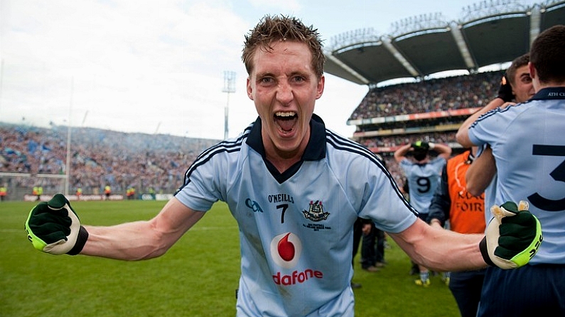 18 September 2011; Kevin Nolan, Dublin, celebrates victory after the game. GAA Football All-Ireland Senior Championship Final, Kerry v Dublin, Croke Park, Dublin. Picture credit: Barry Cregg / SPORTSFILE