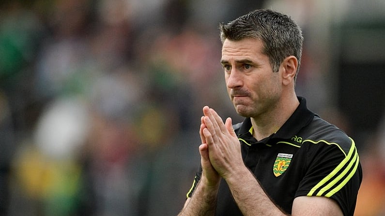 22 July 2017; Donegal manager Rory Gallagher during the GAA Football All-Ireland Senior Championship Round 4A match between Galway and Donegal at Markievicz Park in Co. Sligo. Photo by Oliver McVeigh/Sportsfile