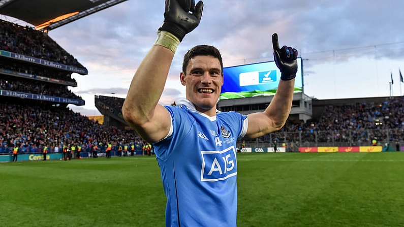 1 October 2016; Diarmuid Connolly of Dublin celebrates after the GAA Football All-Ireland Senior Championship Final Replay match between Dublin and Mayo at Croke Park in Dublin. Photo by Brendan Moran/Sportsfile