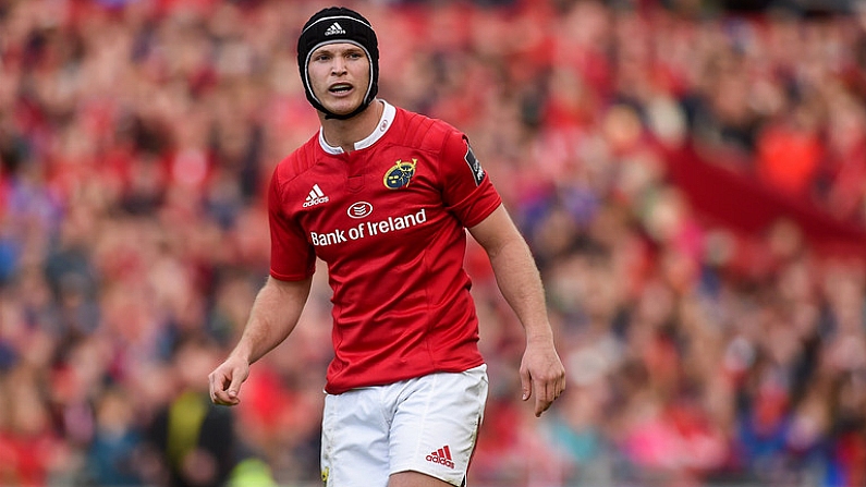 20 May 2017; Tyler Bleyendaal of Munster during the Guinness PRO12 semi-final between Munster and Ospreys at Thomond Park in Limerick. Photo by Diarmuid Greene/Sportsfile