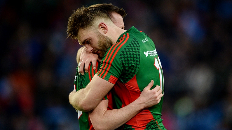 1 October 2016; Aidan O'Shea of Mayo, right, consoles team-mate Cillian O'Connor after the GAA Football All-Ireland Senior Championship Final Replay match between Dublin and Mayo at Croke Park in Dublin. Photo by Piaras O Midheach/Sportsfile