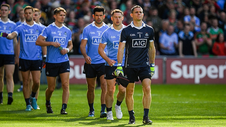 17 September 2017; Stephen Cluxton of Dublin leads out his team ahead of the GAA Football All-Ireland Senior Championship Final match between Dublin and Mayo at Croke Park in Dublin. Photo by Ray McManus/Sportsfile