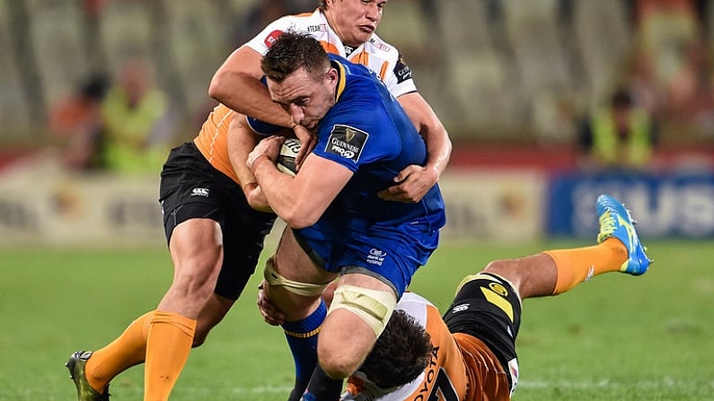 22 September 2017; Jack Conan of Leinster is tackled by William Small-Smith of the Toyota Cheetahs during the Guinness PRO14 Round 4 match between Cheetahs and Leinster at Toyota Stadium in Bloemfontein. Photo by Johan Pretorius/Sportsfile