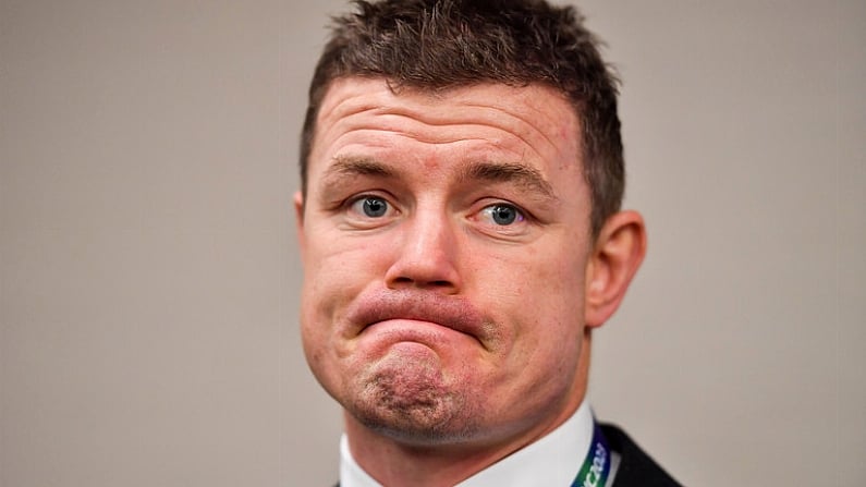 15 November 2017; Ireland 2023 bid ambassador Brian ODriscoll after the Rugby World Cup 2023 host union announcement at the Royal Garden Hotel, London, England.  Photo by Brendan Moran/Sportsfile