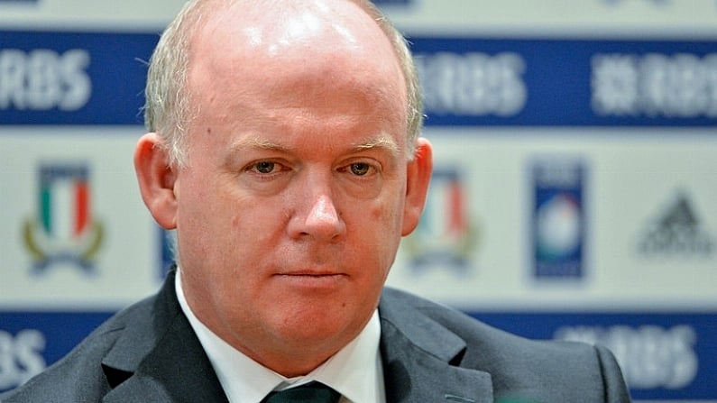 16 March 2013; Ireland head coach Declan Kidney during the post match press conference after the game. RBS Six Nations Rugby Championship, Italy v Ireland, Stadio Olimpico, Rome, Italy. Picture credit: Brendan Moran / SPORTSFILE