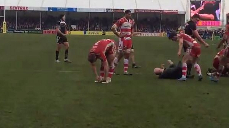 Video: Freddie Burns Goes WWE On Aviva Premiership Pitch Invader