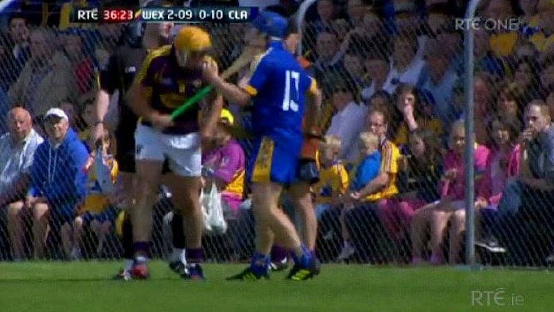 GIF: Clare's Podge Collins Sent Off For Helmet Interference