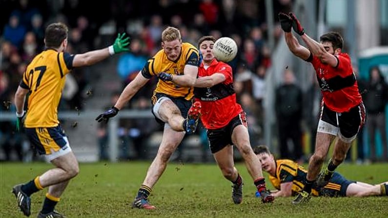 A UCC Sub Got A Little Too Close To The Action During The Sigerson Cup Final