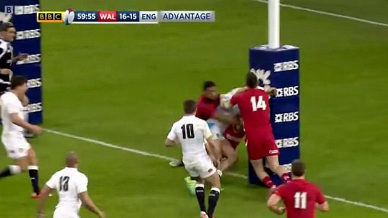 GIF: James Haskell Runs Into The Post Over And Over Again