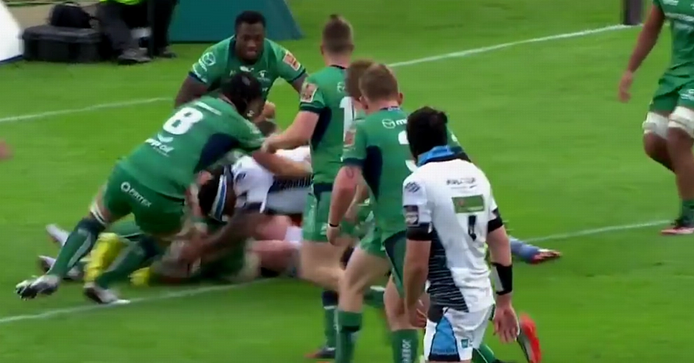 Glasgow try versus Connacht