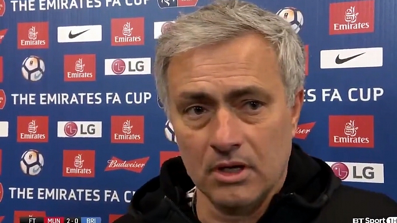 Watch: Jose Mourinho Absolutely Slaughters His Own Players After FA Cup Win