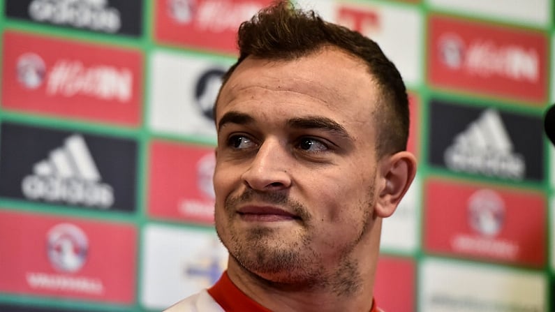 8 November 2017; Xherdan Shaqiri during Switzerland squad press conference at Windsor Park, in Belfast. Photo by Oliver McVeigh/Sportsfile