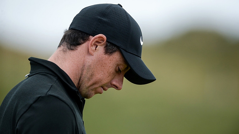 6 July 2017; Rory McIlroy of Northern Ireland reacts on the 11th green during Day 1 of the Dubai Duty Free Irish Open Golf Championship at Portstewart Golf Club in Portstewart, Co Derry. Photo by Oliver McVeigh/Sportsfile