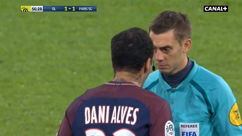 Watch: Dani Alves Sent Off After Shaping Up To Referee As PSG Finally Lose