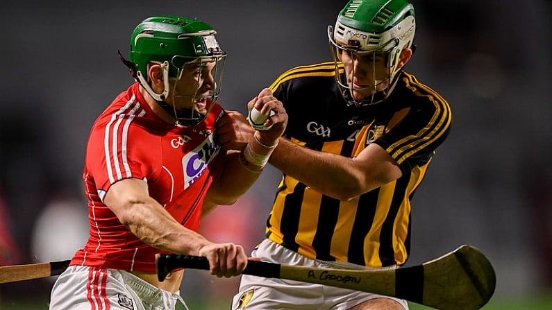 27 January 2018; Alan Cadogan of Cork in action against Paddy Deegan of Kilkenny during the Allianz Hurling League Division 1A Round 1 match between Cork and Kilkenny at Pairc Ui Chaoimh in Cork. Photo by Stephen McCarthy/Sportsfile