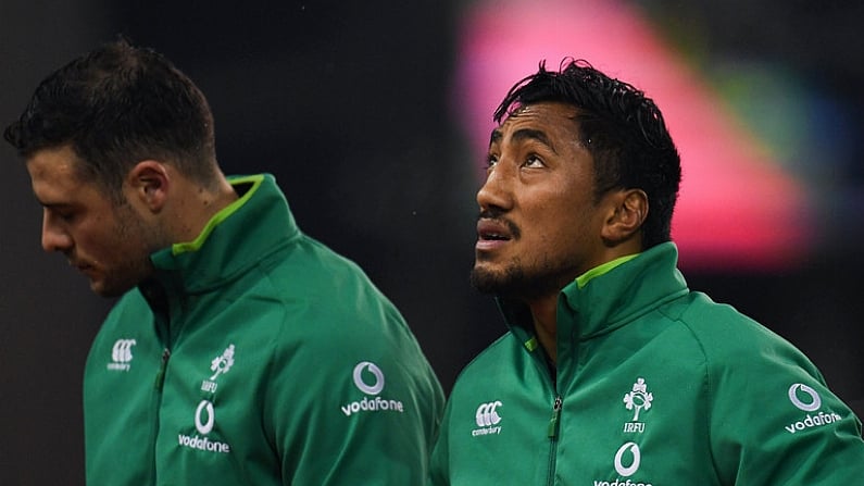 11 November 2017; Bundee Aki of Ireland prior to the Guinness Series International match between Ireland and South Africa at the Aviva Stadium in Dublin. Photo by Eoin Noonan/Sportsfile