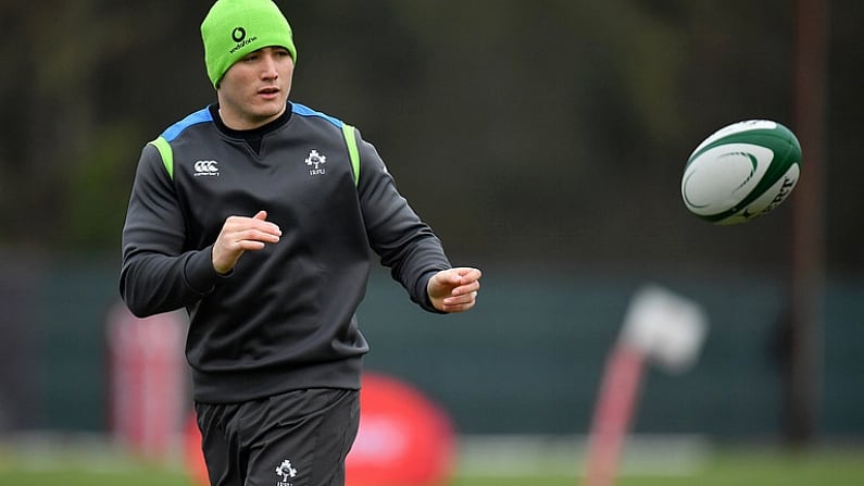 8 February 2018; Jordan Larmour during Ireland Rugby squad training at Carton House in Kildare. Photo by Brendan Moran/Sportsfile