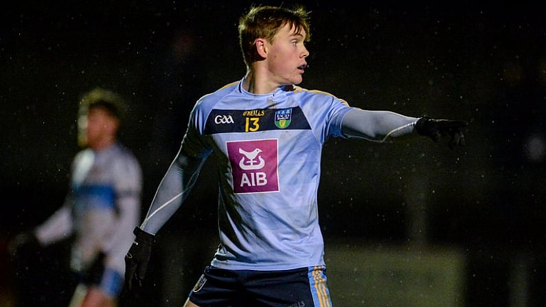 14 February 2018; Con OCallaghan of University College Dublin during the Electric Ireland HE GAA Sigerson Cup Semi-Final match between Ulster University and University College Dublin at Grattan Park in Inniskeen, Monaghan. Photo by Oliver McVeigh/Sportsfile