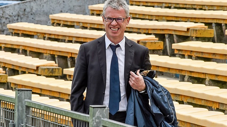 24 May 2015; Former Derry footballer and RTE analyst Joe Brolly makes his way to the game. Munster GAA Hurling Senior Championship Quarter-Final, Clare v Limerick. Semple Stadium, Thurles, Co. Tipperary. Picture credit: Ray McManus / SPORTSFILE