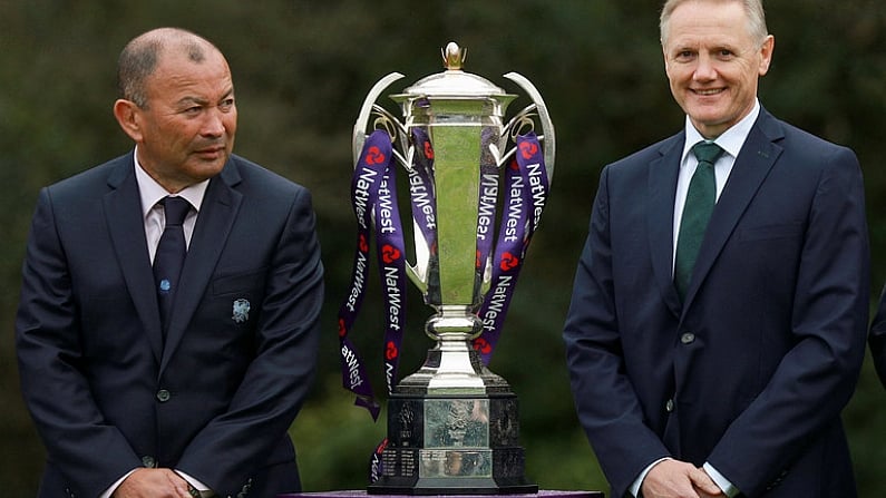 24 January 2018; England head coach Eddie Jones, left, along with Ireland head coach Joe Schmidt at the Natwest Six Nations 2018 launch at Syon Park in London, England. Photo by Ian Walton/Sportsfile