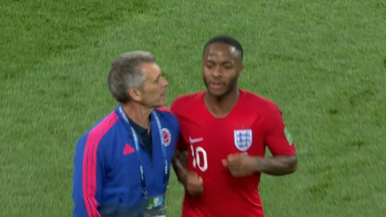 Watch: Raheem Sterling Gets Shouldered By Colombian Coach