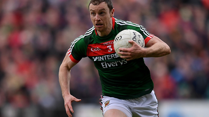 2 April 2017; Keith Higgins of Mayo during the Allianz Football League Division 1 Round 7 match between Mayo and Donegal at Elverys MacHale Park in Castlebar, Co Mayo. Photo by Stephen McCarthy/Sportsfile