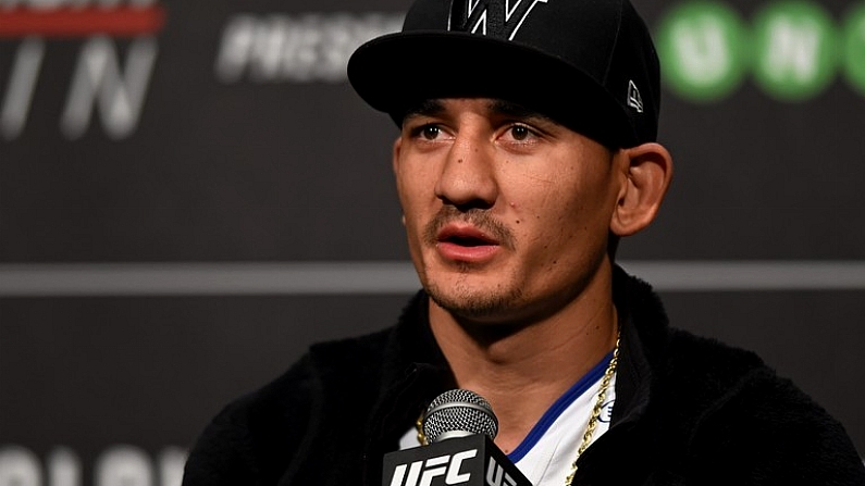 23 October 2015; UFC featherweight fighter Max Holloway during a Q & A Session. UFC Fight Night: Q & A Session. 3Arena, Dublin. Picture credit: Ramsey Cardy / SPORTSFILE