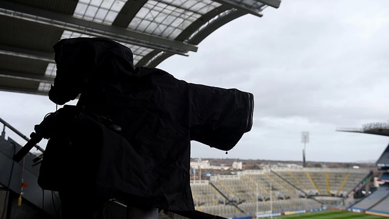 10 February 2018; A general view of a tv camera in the media area before the Allianz Football League Division 1 Round 3 match between Dublin and Donegal at Croke Park in Dublin. Photo by Piaras O Midheach/Sportsfile