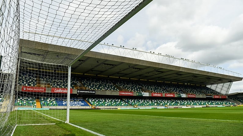 14 July 2017; A general view of the pitch ahead of the UEFA Champions League Second Qualifying Round First Leg match between Linfield and Glasgow Celtic at the National Football Stadium in Windsor Park, Belfast. Photo by David Fitzgerald/Sportsfile