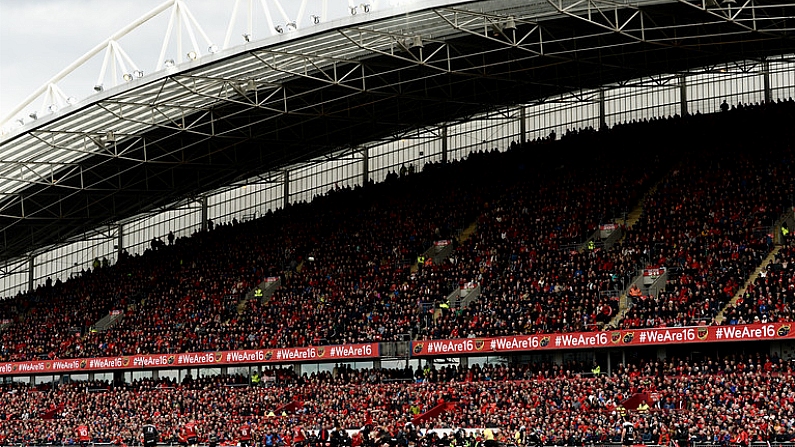 31 March 2018; A general view of the European Rugby Champions Cup quarter-final match between Munster and RC Toulon at Thomond Park in Limerick. Photo by Diarmuid Greene/Sportsfile