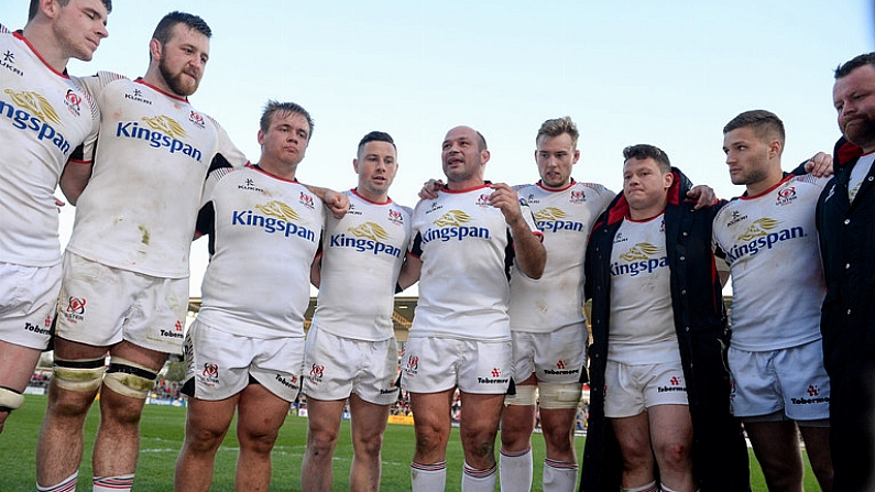 21 April 2018; Rory Best speaks to his Ulster teammates after the Guinness PRO14 Round 17 refixture match between Ulster and Glasgow Warriors at the Kingspan Stadium in Belfast. Photo by Oliver McVeigh/Sportsfile