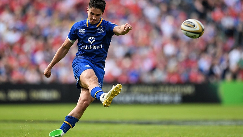 19 May 2018; Joey Carbery of Leinster kicks a penalty during the Guinness PRO14 semi-final match between Leinster and Munster at the RDS Arena in Dublin. Photo by Ramsey Cardy/Sportsfile