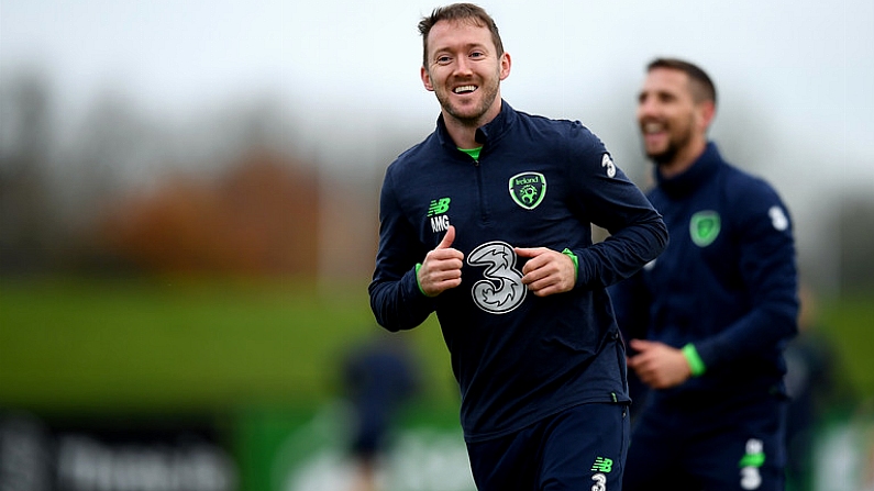 13 November 2017; Aiden McGeady during Republic of Ireland squad training at the FAI National Training Centre in Abbotstown, Dublin. Photo by Stephen McCarthy/Sportsfile